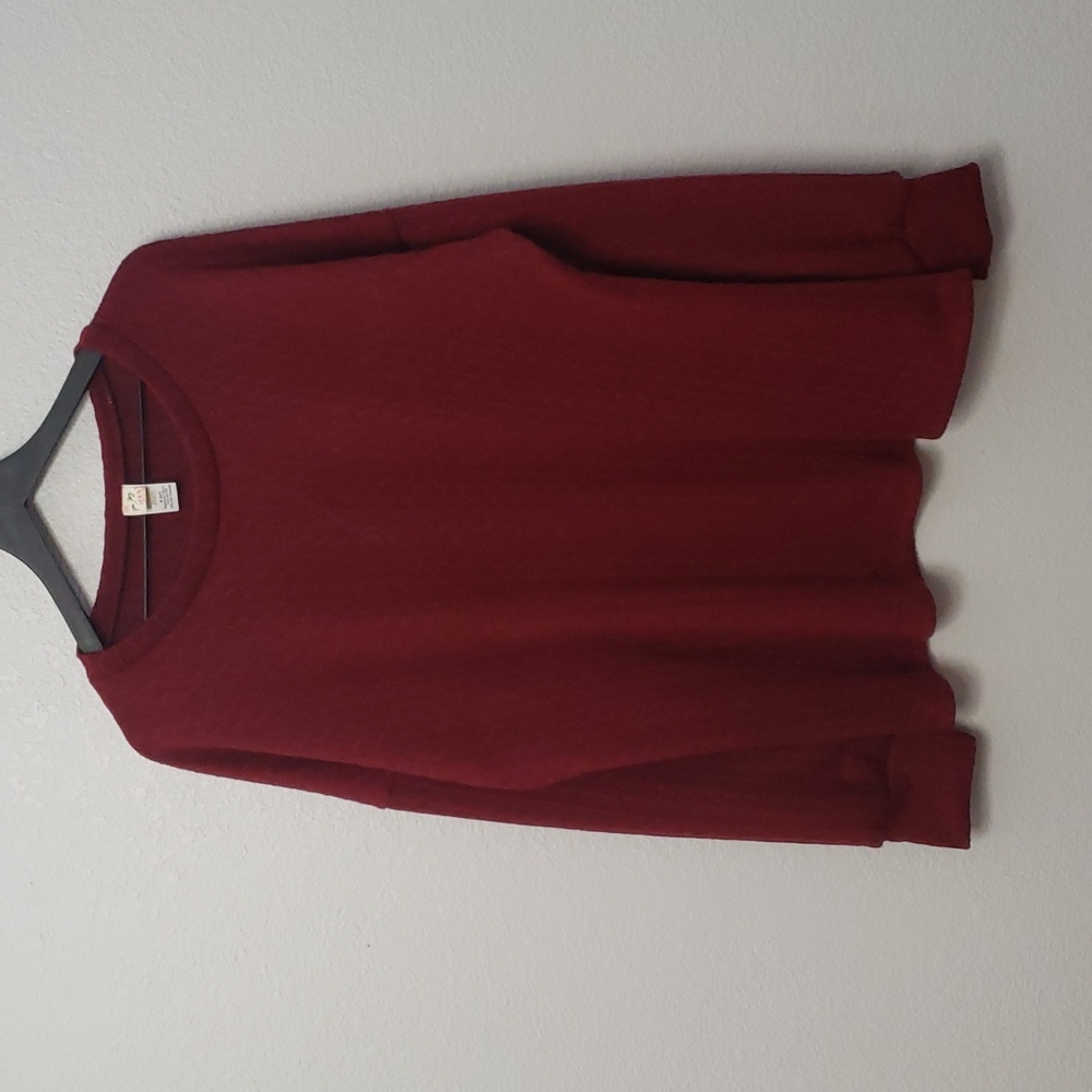 7th Ray 2X Burgundy Faux Cable Knit Sweater NWOT